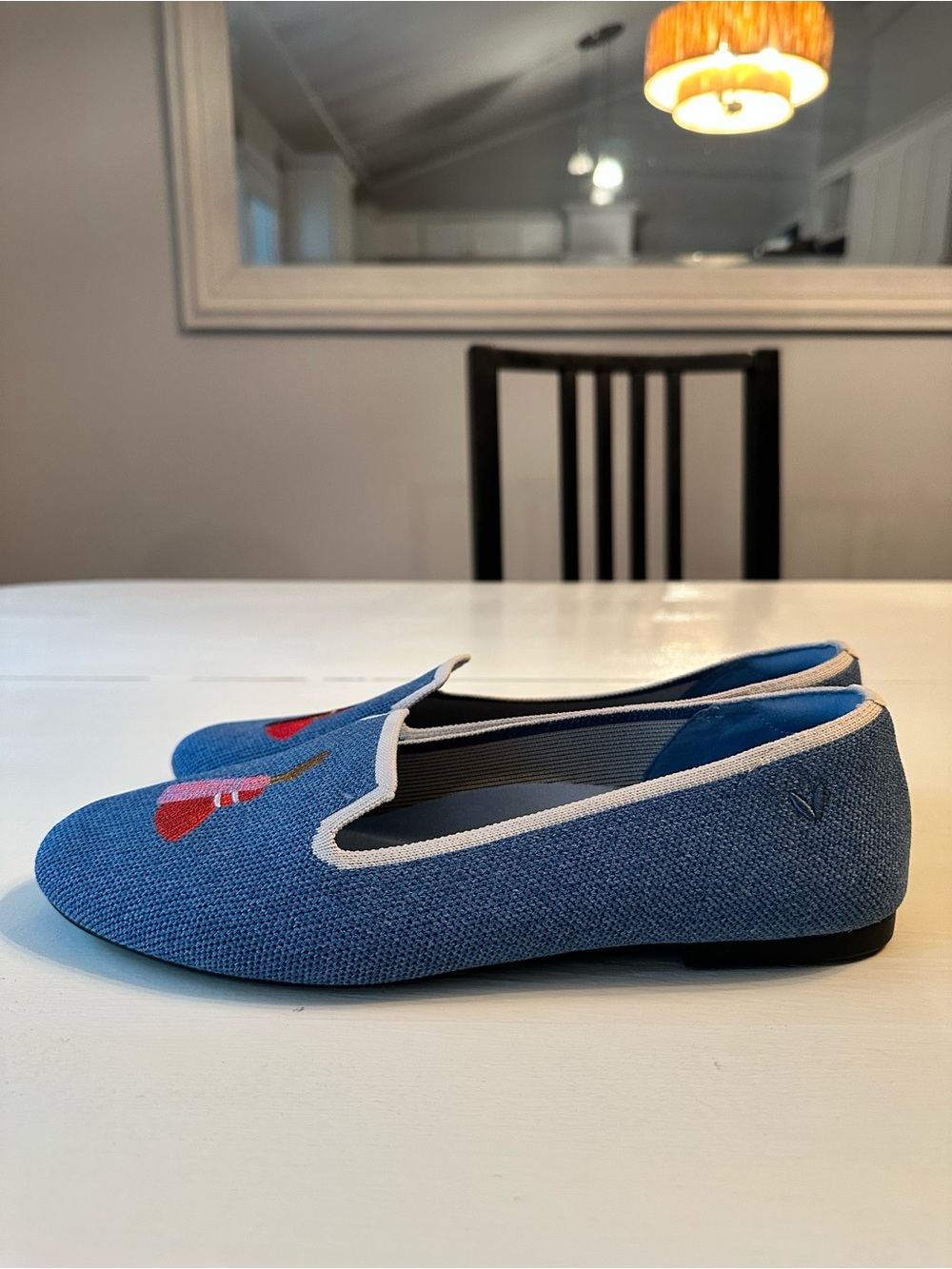 VIVAIA Blue Embroidered Slip-On Loafers - Picture 8 of 8